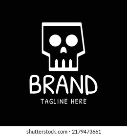 abstract skull head vector logo design in black background