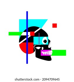 Abstract Skull icon, modern art, colorful background vector illustration 