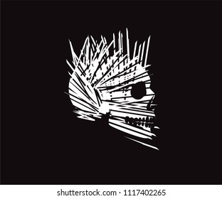 
Abstract skull icon with needle vector illustration
