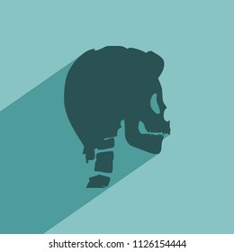 Abstract skull. Illustration of human skull. Icon with long shadow