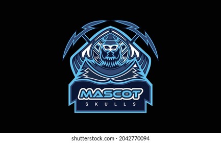 Abstract Skull Mascot Premium Vector Logo
