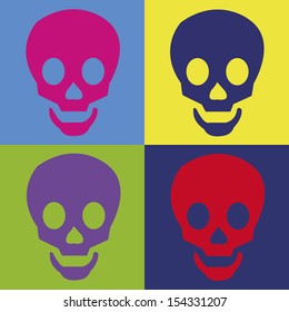 abstract skull on squares with different color