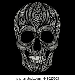 Abstract skull patterns on black background