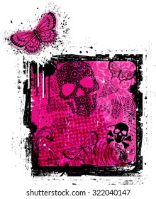 abstract skull with pink background