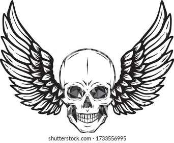 Abstract skull polygon with wings  vector illustration graphic design