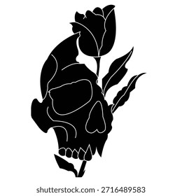 Cráneo Abstractas con rosa – Vector de silueta de arte oscuro audaz