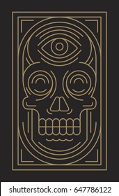 Abstract skull with a third eye. Line art