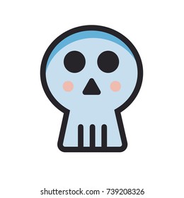 Abstract skull vector icon in flat line style. Vector illustration of halloween decoration in minimal cartoon design.