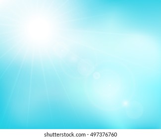 Abstract Sky background. Blurred Soft Clouds with solar flare backdrop. Vector illustration for your graphic design, banner, poster, card
