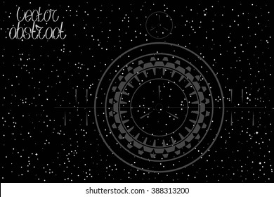 Abstract Sky Background. Map of Hemisphere. View Through a Telescope. Vector Illustration