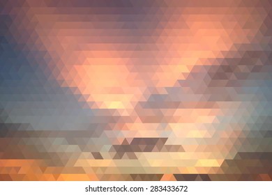 Abstract Sky Before Sunset Geometric Triangular Low Poly. Vector Illustration