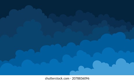 Abstract Sky and Blue Clouds, Beautiful Background. Stylish design with a flat, cartoon poster, flyers, postcards, web banners. holiday mood, airy atmosphere. Isolated Object. Vector illustration.