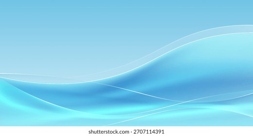 Abstractas Plantilla minimalista de fondo simple azul celeste con líneas onduladas elegantes.