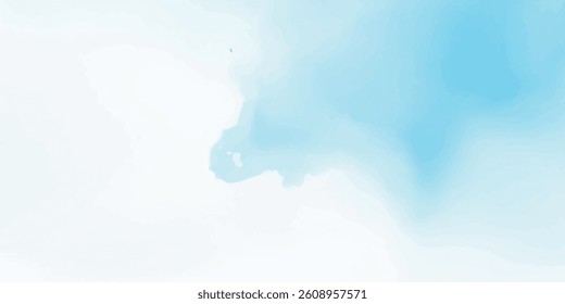 Abstract Sky Blue Watercolor Wash Gently Blended Into White Paper, Creating a Dreamy and Peaceful Atmosphere with Subtle Brush Strokes and Fluid Transitions