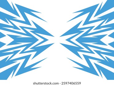 Abstract sky blue and white background with spikes and zigzag narrow line pattern