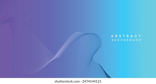 Abstract sky blue-purple digital future technology geometric flowing line background. Pink-blue gradient smooth wave lines web banner background for cover, flyer, card, header, poster, website