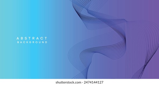 Abstractas cielo azul-púrpura tecnología de futuro digital geométrica de flujo de fondo de línea. Fondo de Anuncio de Web de líneas de onda lisa degradado rosa-azul para cubierta, volante, tarjeta, cabecera, póster, Sitio web