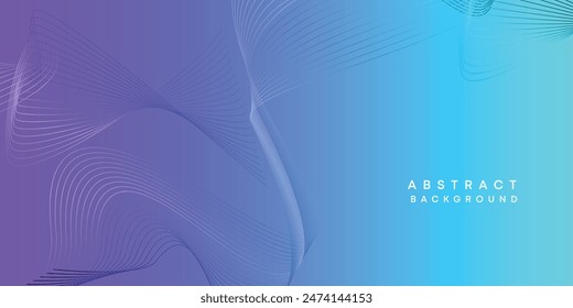 Abstract sky blue-purple digital future technology geometric flowing line background. Pink-blue gradient smooth wave lines web banner background for cover, flyer, card, header, poster, website