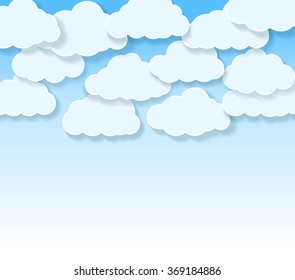 abstract sky with cartoon clouds with shadows. vector 