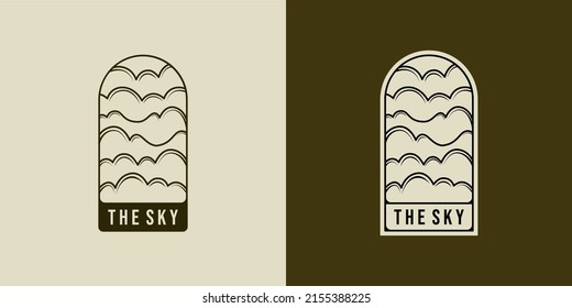 Abstract sky or cloud logo vector illustration. Boho logo emblem with cloud element. Cloud and sky logo badge illustration.