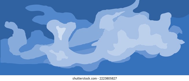 Abstract Sky and Clouds, Beautiful Background. Stylish design with a flat, cartoon poster, flyers, postcards, web banners. holiday mood, airy atmosphere. Isolated Object. Design Material. Vector