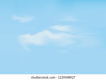 Abstract Sky With Clouds Vector Illustraion. Blue Background. White Windy Clouds. Illustrator Mesh Effect.