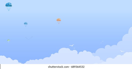 Abstract - Sky Creates Space for Text Fill White cloud balloon Bird  - Graphic Design