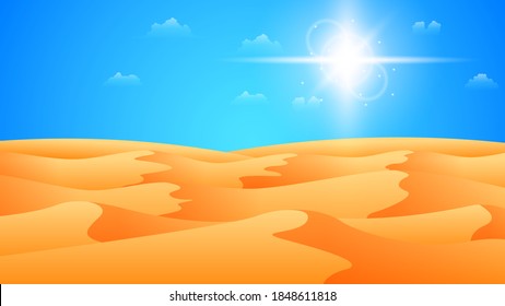 Abstract Sky Desert Background Silhouette With Sand Clouds And Sun Vector Design Style Nature Landscape