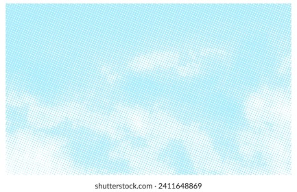 Abstract sky halftone background. Blue dots on white background. Vector illustration