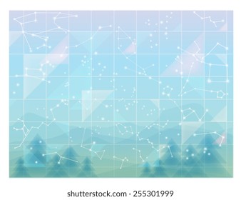 Abstract sky, minimal constellations  wallpaper - Vector file EPS10