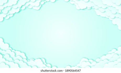 Abstract Sky Paper Cut Gradient Background With Clouds Vector Nature