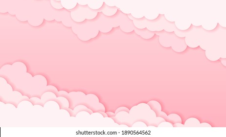 Abstract Sky Paper Cut Gradient Background With Clouds Vector Nature