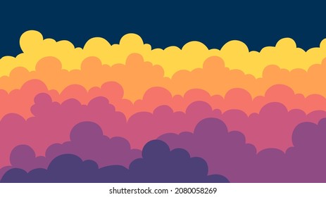 Abstract Sky and pink Clouds, Beautiful Background. Stylish design with a flat, cartoon poster, flyers, postcards, web banners. holiday mood, airy atmosphere. Isolated Object. Vector illustration.