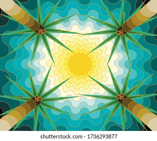 Abstract sky surrounded by palm trees