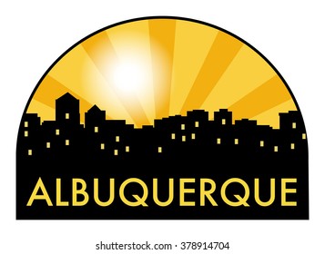 Abstract skyline Albuquerque with various landmarks, vector illustration