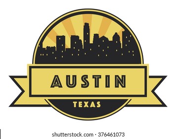 Abstract skyline Austin, with various landmarks, vector illustration