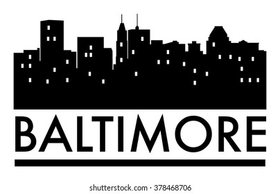 Abstract skyline Baltimore, with various landmarks, vector illustration