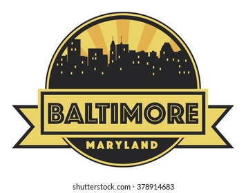 Abstract skyline Baltimore with various landmarks, vector illustration
