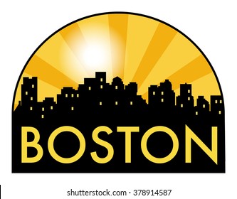 Abstract skyline Boston with various landmarks, vector illustration