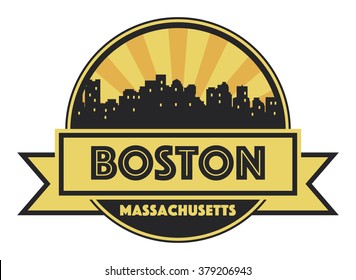 Abstract skyline Boston, with various landmarks, vector illustration