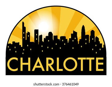 Abstract skyline charlotte, with various landmarks, vector illustration