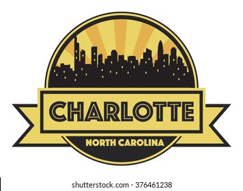 Abstract skyline Charlotte, with various landmarks, vector illustration