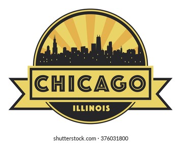 Abstract skyline Chicago, with various landmarks, vector illustration