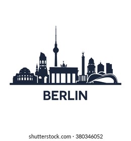 Abstract skyline of city Berlin, vector illustration of  various landmarks in Berlin, Germany.