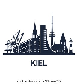 Abstract skyline of city Kiel, vector illustration