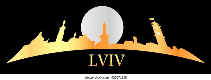 Abstract skyline of city Lviv, vector illustration