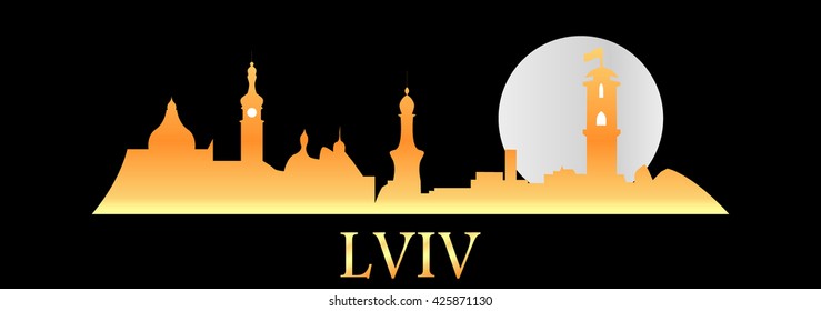 Abstract skyline of city Lviv, vector illustration
