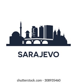 Abstract skyline of city Sarajevo, Bosnia, vector illustration