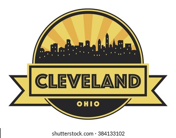 Abstract skyline Cleveland, with various landmarks, vector illustration