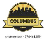 Abstract skyline Columbus, with various landmarks, vector illustration